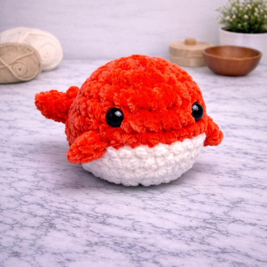 Handmade Crochet Mini Whale Plush – Soft Amigurumi in Multiple Colors Velvet Bulky Weight